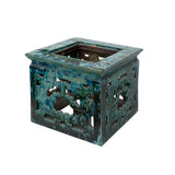 Vintage Chinese Turquoise Green Ru Yi Clay Large Square Garden Table cs7281S