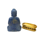 Oriental Blue Gem Stone Carved Sitting Meditation Buddha Statue ws2553S