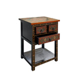 Red Black Tan Tibetan Floral End Side Table Nightstand Cabinet cs7472S