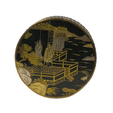 Chinese Black Lacquer Golden Graphic Round Display Box ws2230S