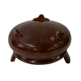 Chinese Zen Oriental Round Wood Ding Shape Incense Display ws2640S