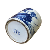 Chinese Distressed White Porcelain Blue Fishes Graphic Holder Vase ws2758S