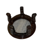 6.75" Oriental Brown Wood Marble Round Table Top Stand Riser ws2851CS