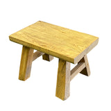 Raw Wood Rough Grain Finish Rectangular Short Stool Table ws2448S