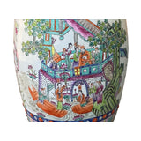 Vintage Oriental Famille Rose Mixed Color Porcelain Round Stool Ottoman cs7386S