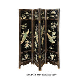 Jade Color Stone Peacocks Inlaid Black Lacquer Wood Floor Screen Divider cs7245S
