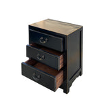 Distressed Black 3 Drawers Oriental End Table Nightstand cs7496S