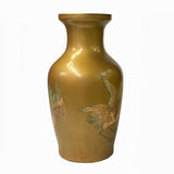 Vintage Handmade Chinese Matte Gold Paint Cranes Motif Vase ws1847S