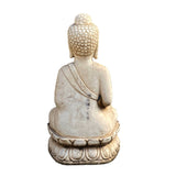 Chinese Oriental Distressed White Marble Stone Carved Sitting Buddha cs7363S