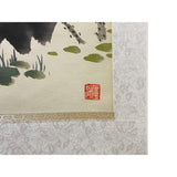 Chinese Color Ink Water Ducks Flower Pond Scroll Painting Wall Art ws1972S