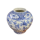 Vintage Chinese Blue White Porcelain Scenery Fat Body Vase Jar ws2718S