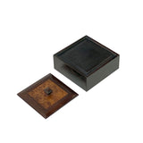 Small Brown Burlwood Pattern Square Storage Accent Box ws2641S