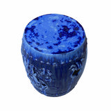 Chinese Mixed Blue Round Lotus Clay Ceramic Garden Stool Table cs7061S