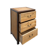Oriental Brown Stain 3 Drawers End Table Nightstand Cabinet cs7461S