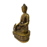 Chinese Distressed Bronze Color Metal Sitting Lotus Buddha Statue ws2122S