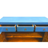 Chinese Oriental Bright Blue 3 Drawers Sideboard Buffet Table Cabinet cs7577S