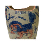 Chinese Beige Foo Dog Ceramic Bucket Shape Pot Planter Vase ws2809S