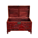 Oriental Chinese Brown Birds Relief Carving Camphor Trunk Table cs7525S