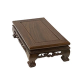 12.25" Oriental Brown Wood Craw Rectangular Table Top Stand Riser ws2808S