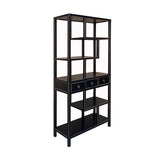 Oriental Black Lacquer Two Sided Display Curio Cabinet Room Divider cs7390S