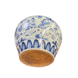 Vintage Chinese Blue White Porcelain Scenery Fat Body Vase Jar ws2717S