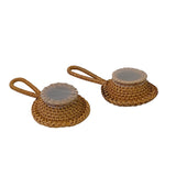 Pair Asian Handmade Rattan Round Accent Loose Tea Strainers ws2975S