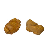 Chinese Pair Wood Carved Mini Mythical Pixiu FengShui Figures ws2367S