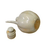 Chinese Off White Porcelain Distressed Marks Flask Jar Shape Vase ws2834S