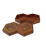 Chinese Distressed Brown People Graphic Rectangular Decagon Shape Box ws2303S