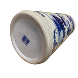 Chinese Blue White Porcelain Flower Birds Graphic Column Vase Holder ws2716S