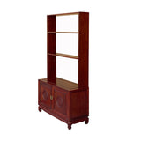 Chinese Mahogany Brown Slim 3 Shelves Bookcase Display Cabinet cs7262S