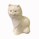 Distressed Off White Color Glaze Ceramic Cat Deco Figure ws2166S