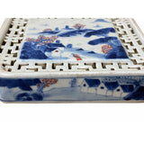 Chinese Blue White Scenery Porcelain Coaster Stand Soap Holder ws2285S