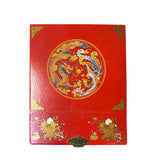 Chinese Oriental Red Dragon Phoenix Mirror Rectangular Jewelry Box ws2531BS