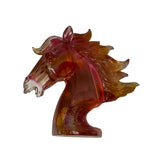 Chinese Hot Pink Red Liuli Crystal Glass Pate-de-verre Horse Head Figure ws1850S