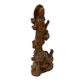 Chinese Brown Guan Yin Tara Bodhisattva Avalokitesvara Wood Statue ws2163S
