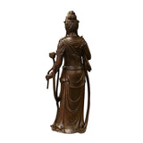 Chinese Brown Guan Yin Tara Bodhisattva Avalokitesvara Wood Statue ws2213S