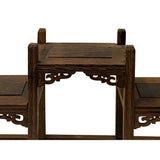 Brown Wood Bridge Step Shape Table Top Curio Display Easel Stand ws2857S