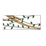 Long Rectangular Metal Green Leaves Pattern Wall Panel Frame Art cs7289S