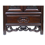Chinese Oriental Huali Oxblood Brown Rosewood Motif End Table Nightstand cs7453S
