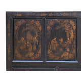 Chinese Distressed Black Golden Graphic TV Console Table Cabinet cs7206S