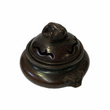 Oriental Brown Finish Metal Incense Burner with Pixiu Accent Lid ws1582S