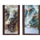 Set of 4 Chinese Porcelain Wall Panels – Hand-Painted Mountain and Water Landscape Art ws1953S