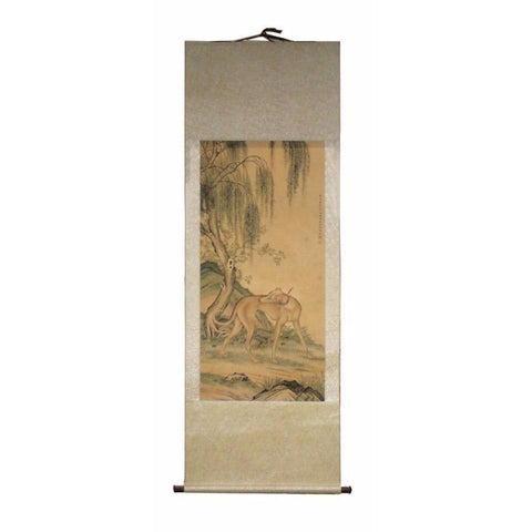 Chinese scroll dog figure painting 