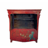 Chinese Vintage Red Golden Flower Birds Scenery Armories  Storage Cabinet cs6035S