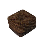 Asian Handmade Rustic Brown Rattan Square Accent Small Box ws2972S