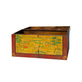 Chinese Tibetan Yellow Buddhism Meditation Graphic Wood Trunk Table cs7306S