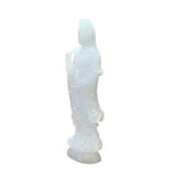 Chinese Off White Stone Standing Kwan Yin Bodhisattva Statue ws2619S