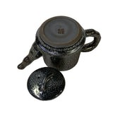 Chinese Jianye Clay Silver Black Glaze Decor Teapot Display Art ws2668S