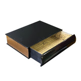 Black Lacquer Golden Side Book Shape Storage Box Accent ws2627S